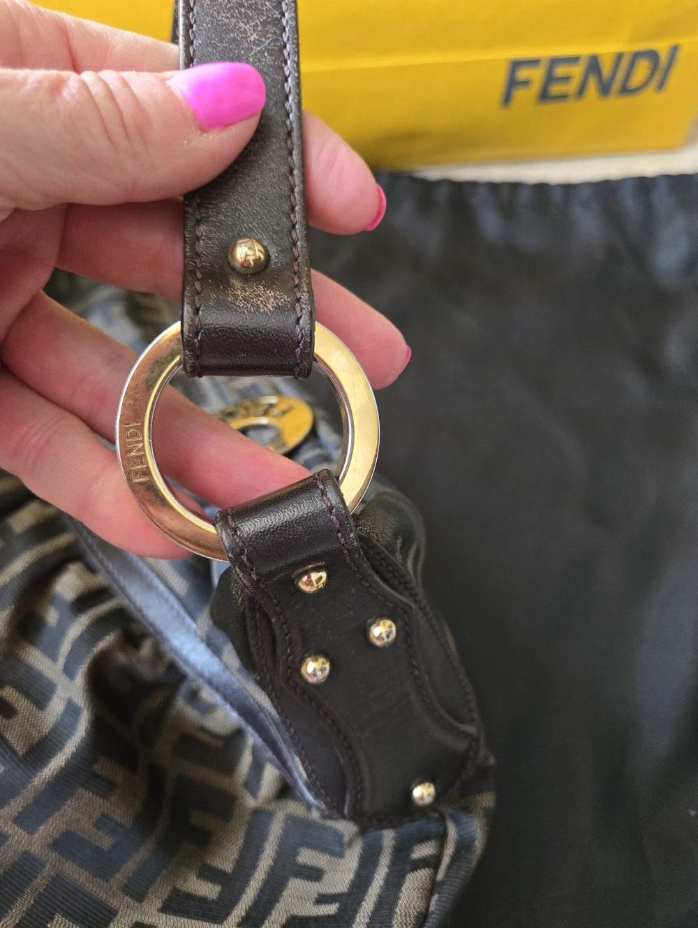 Fendi Brown and Black Zucca Canvas Shoulder Bag - Picture 7 of 10